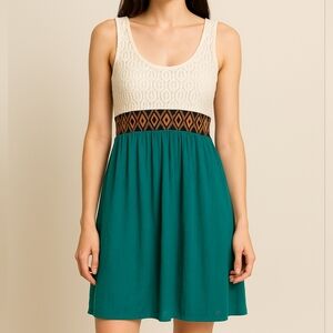 As U Wish Cream and Teal Midi Dress